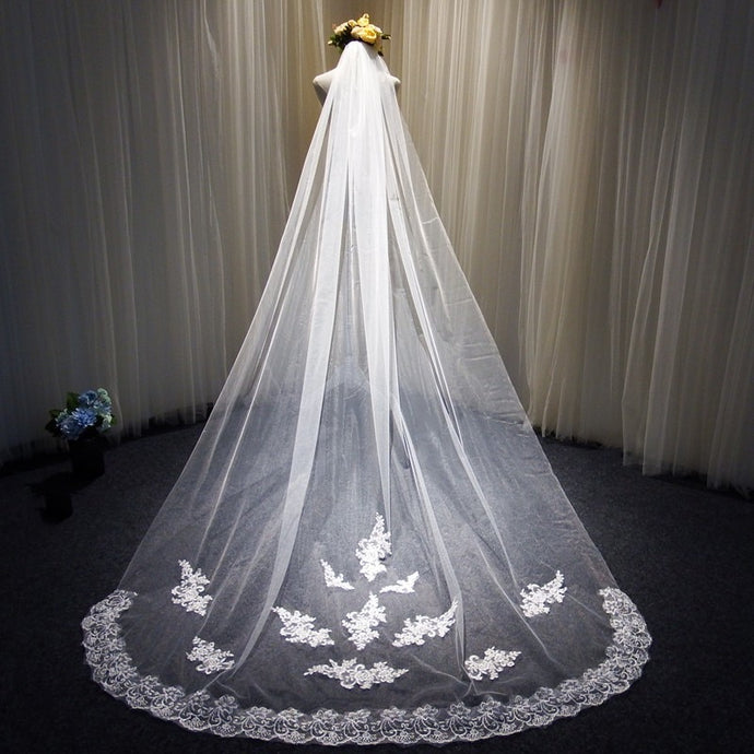 Wholesale New 3 M Wide Tulle Lace Fabric Bridal Veil Wedding Photo Brigade Church Long Tail Wedding Dress Accessories Headdress