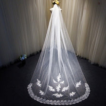 Load image into Gallery viewer, Wholesale New 3 M Wide Tulle Lace Fabric Bridal Veil Wedding Photo Brigade Church Long Tail Wedding Dress Accessories Headdress