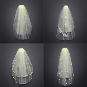 18 Variety Bride Tulle Lace Veil Headdress Marry Cathedral Wedding Dress DIY White Mesh Sequin Fabric Shooting Beach Accessories