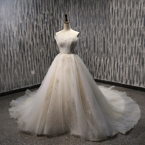 Lover Kiss Vestidos De Noiva 2019 Glamorous Inspired Sweetheart Wedding Dress Pearls Lace Wedding Bridal Gowns robe de mariage