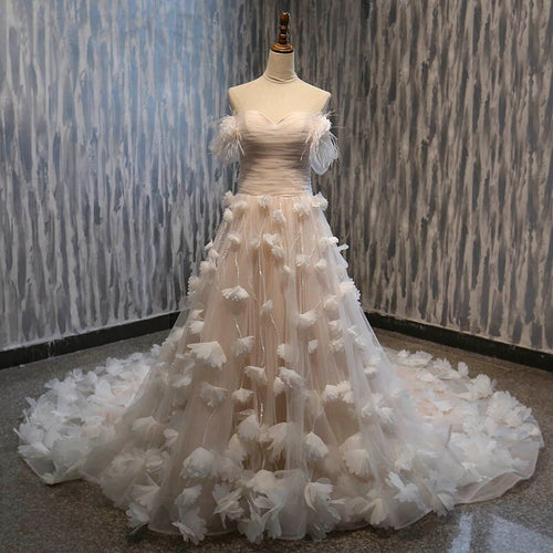 Lover Kiss Vestido De Noiva Princess Strapless Flowers Wedding Dresses Sequined Bodice Boho Bridal Gowns Real suknia slubna 2019